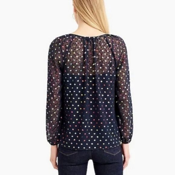 J. Crew Rainbow Clip Dot Chiffon Top Blouse XS - Picture 2 of 7